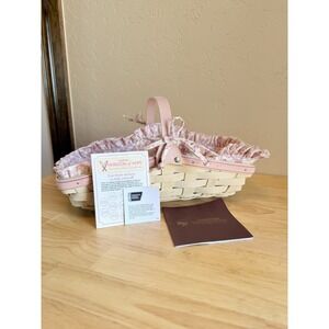 Longaberger American Cancer Society Basket W Reminder Stickers Liner Protector